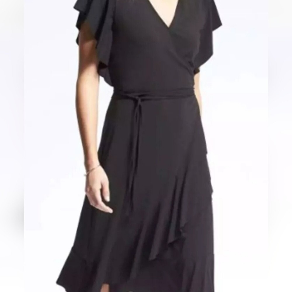 Banana Republic Womens Petite Small Wrap Flutter Sleeve Knee‎ Length Dress NWT